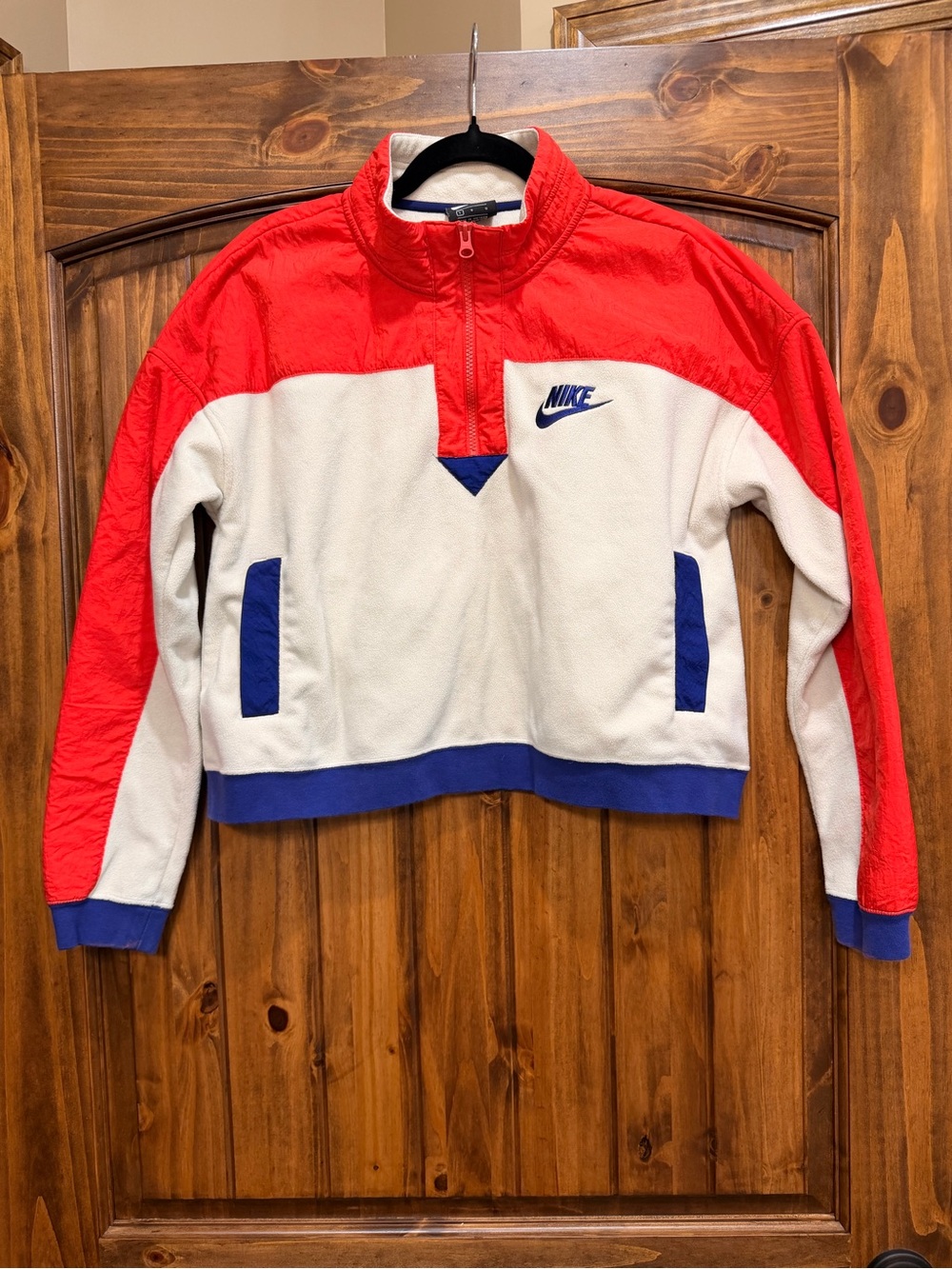 Nike Kids Red, White & Blue Colorblock Half-Zip Fleece Jacket